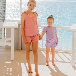 Girls Pink Sands French Terry Tie-Knot Tank Top Set