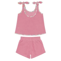 Girls Pink Sands French Terry Tie-Knot Tank Top Set
