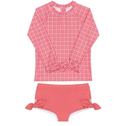 Girl’s Poppy Gingham Tie-Knot Rashguard Set