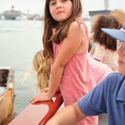 Girl’s Poppy Red French Terry Romper with Tie Straps