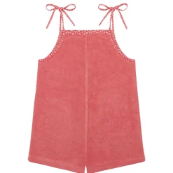 Girl’s Poppy Red French Terry Romper with Tie Straps