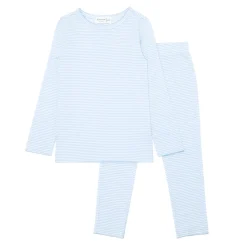 Girls Powder Blue Stripe Pima Pajamas Set