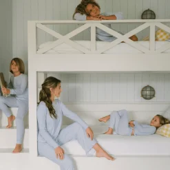Girls Powder Blue Stripe Pima Pajamas Set