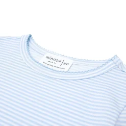 Girls Powder Blue Stripe Pima Pajamas Set