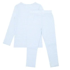 Girls Powder Blue Stripe Pima Pajamas Set