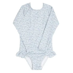 Girls Rashguard One-Piece in Slate Floral