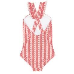 Girls Regatta Red Paisley V-Neck Crossover One Piece