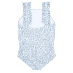 Girls Ruffle Collar One-Piece in Powder Blue Stripe