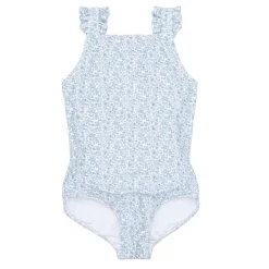 Girls Ruffle Collar One-Piece in Slate Floral