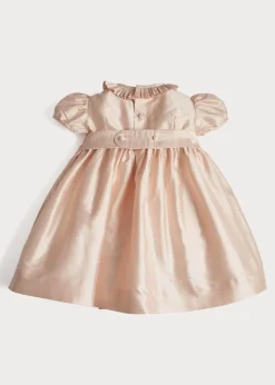 Girls Silk Hand Smocked Celebration Dress in Pink