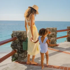 Girls Sky Blue Gingham Ruffle One Piece