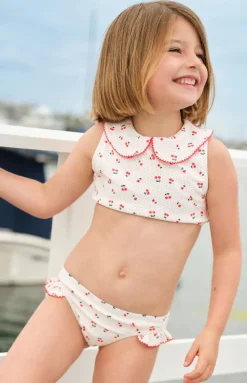 Girl’s Summer Cherries Rounded Collar Bikini