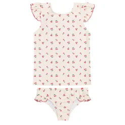 Girl’s Summer Cherries Ruffle Cap Sleeve Rashguard Set