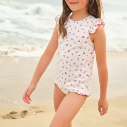 Girl’s Summer Cherries Ruffle Cap Sleeve Rashguard Set