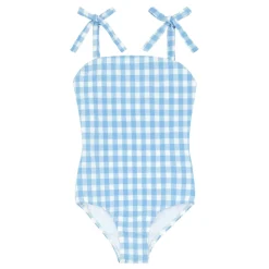 Girls Surfside Blue Crinkle Gingham One Piece