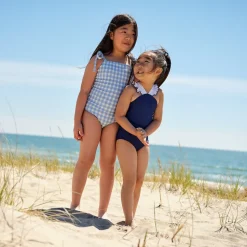 Girls Surfside Blue Crinkle Gingham One Piece