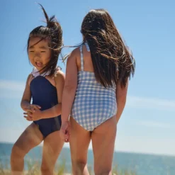 Girls Surfside Blue Crinkle Gingham One Piece