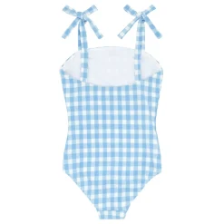 Girls Surfside Blue Crinkle Gingham One Piece