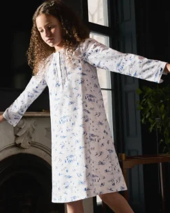 Girl’s Twill Beatrice Nightgown in Chalet Toile