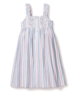 Girl’s Twill Charlotte Nightgown in Vintage French Stripes