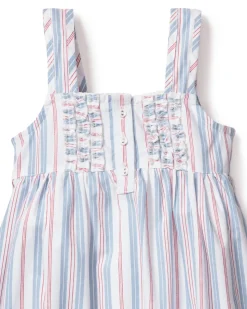 Girl’s Twill Charlotte Nightgown in Vintage French Stripes