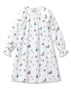 Girl's Twill Delphine Nightgown in Holiday Town