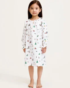 Girl's Twill Delphine Nightgown in Holiday Town