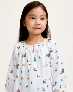 Girl's Twill Delphine Nightgown in Holiday Town