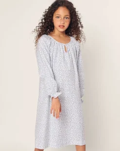 Girl’s Twill Delphine Nightgown in Bluehearts
