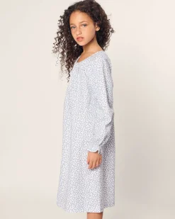 Girl’s Twill Delphine Nightgown in Bluehearts