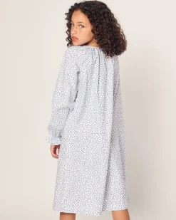 Girl’s Twill Delphine Nightgown in Bluehearts