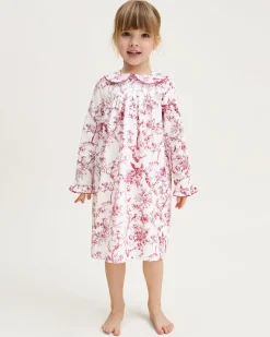 Girl’s Twill Eloise Nightgown in Red Timeless Toile