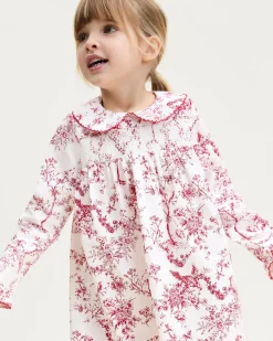 Girl’s Twill Eloise Nightgown in Red Timeless Toile