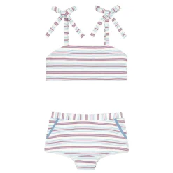 Girls Vintage Stripe Bandeau Top And Swim Shorts Bikini