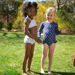 Girls Vintage Stripe Bandeau Top And Swim Shorts Bikini