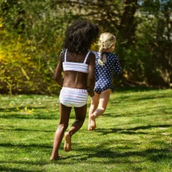 Girls Vintage Stripe Bandeau Top And Swim Shorts Bikini