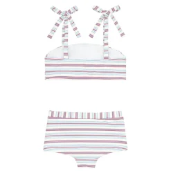 Girls Vintage Stripe Bandeau Top And Swim Shorts Bikini