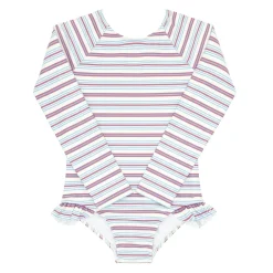 Girls Vintage Stripe Rashguard One Piece