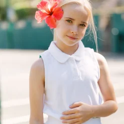 Girls White French Terry Tennis Tank Top And Skort Set With Bermuda Green Trim