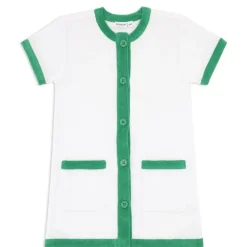 Girls White French Terry Button Down Dress