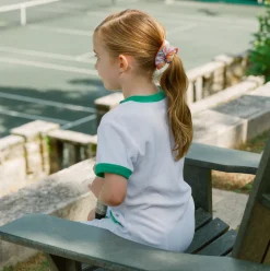 Girls White French Terry Button Down Dress