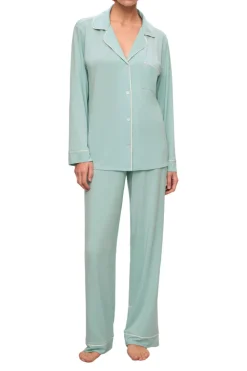 Gisele Long PJ Set in Canal Blue/Ivory