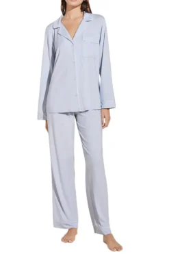 Gisele Long Pj Set in Ice Blue/Ivory