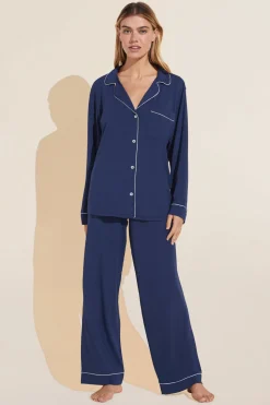 Gisele Long PJ Set in Navy/Ivory