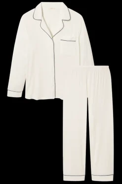 Gisele Long PJ Set in Pure Ivory/Navy