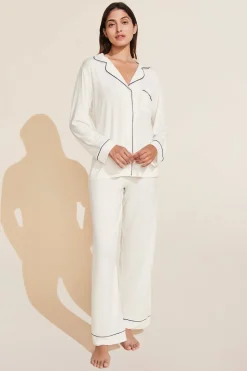 Gisele Long PJ Set in Pure Ivory/Navy