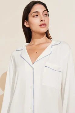 Gisele Long Pj Set in White/Ice Blue