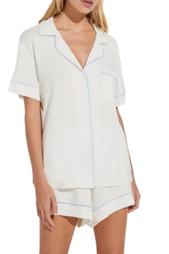 Gisele Relaxed Short Pj Set in White/Ice Blue