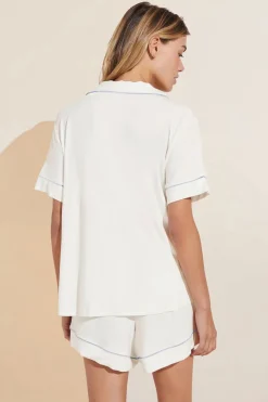 Gisele Relaxed Short Pj Set in White/Ice Blue
