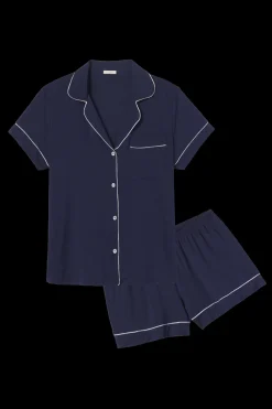 Gisele Relaxed Short PJ Set in Navy/Ivory